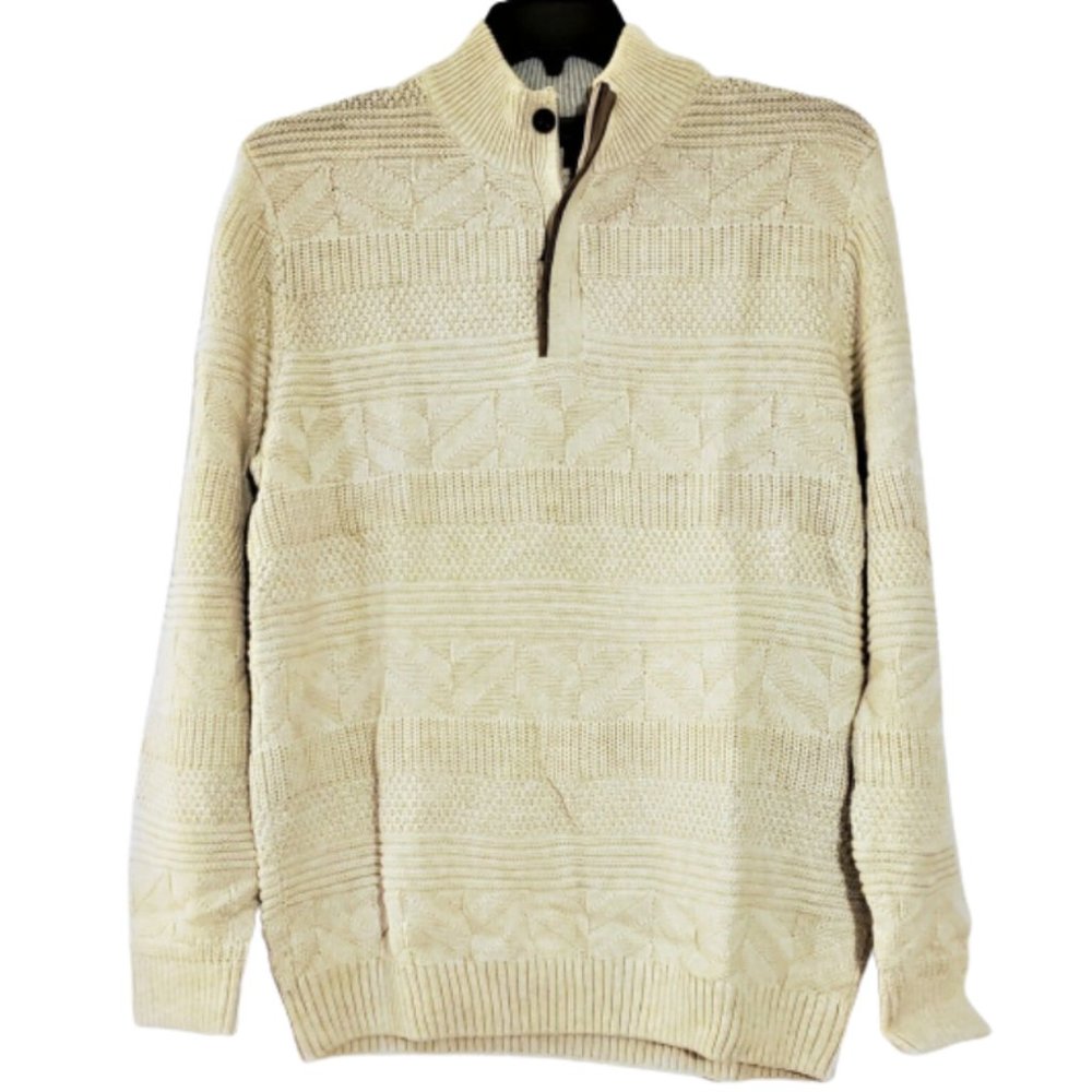 Tasso Elba Men's Sweater ¼ Zipper Long Sleeve Pullover 100% Cotton Size L